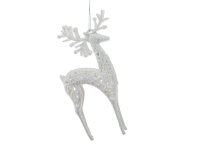 Vánoční ozdoba Sob bílý třpytivý 17cm